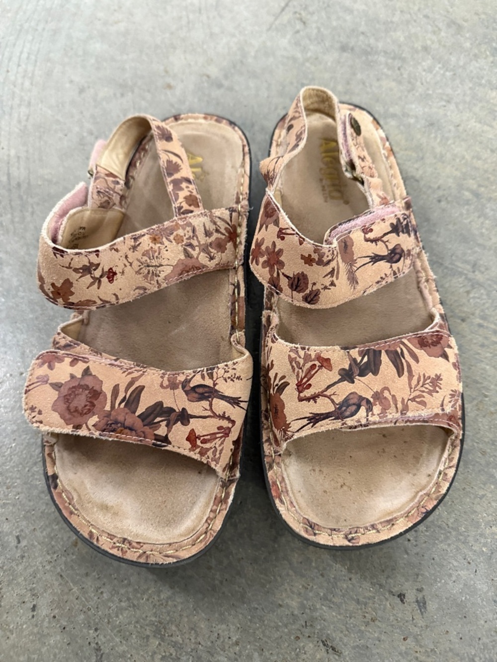 Floral Pink Leather Adjustable Strap Sandals